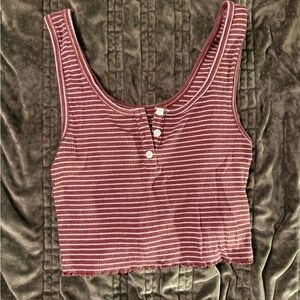 Aerie Burgundy Striped Crop Top